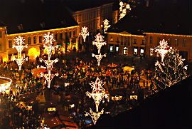 Christmas market in Sibiu, Transylvania, Romania.